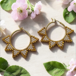 18K Gold Plated Beaded Hoop Earring