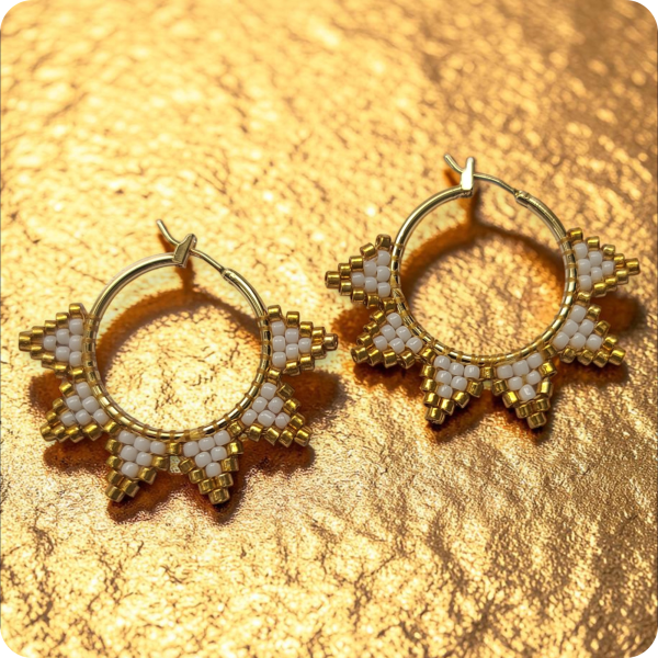 18K Gold Plated Beaded Hoop Earring