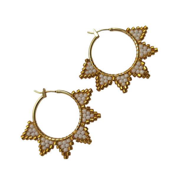 18K Gold Plated Beaded Hoop Earring