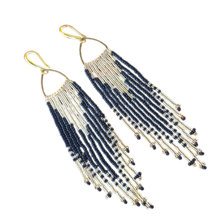 Fringe Earring Black & GoldB