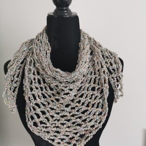 Crochet Shimmer Triangle Shawl – Handmade sparkly Festival Wrap, Boho Shawl, Belt Accessory