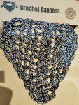 Crochet Bandana, Sequin Triangle Scarf (Black & Iridescent Rainbow)