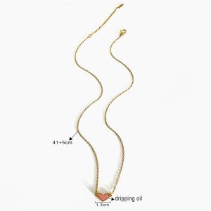 Little Pink Heart Enamel Necklace | 18K Gold Plated | Waterproof