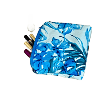 Ice Blue Flower Makeup Bag