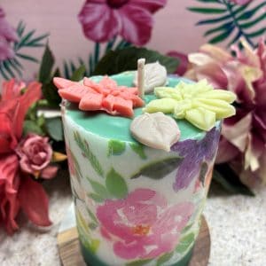 Mom's Floral Pillar Candle (by Scents in Fields)