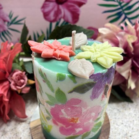 Mom's Floral Pillar Candle (by Scents in Fields)