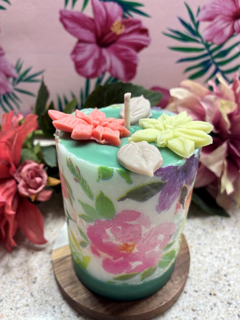 Mom's Floral Pillar Candle (by Scents in Fields)