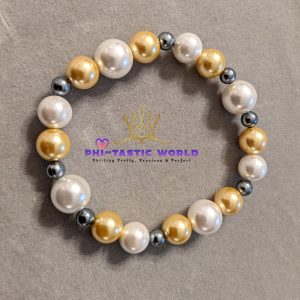 Gold, White & Black Pearl Bracelet