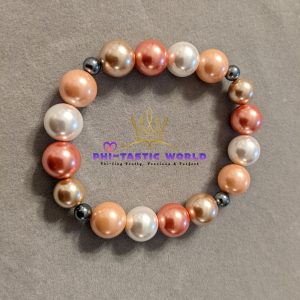 Orange, Peach, Gold, White & Black Pearl Bracelet