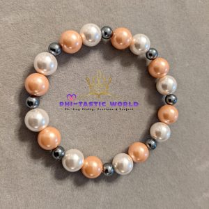 Peach + White + Black Pearl Bracelet