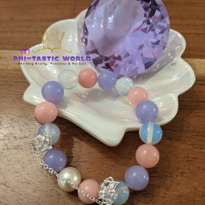 Butterfly Charm + Lavender/Pink/Opal Crystals + White Pearl Bracelet