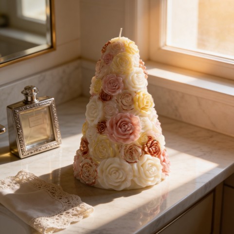 Wedding Party Table, Rose Tree Centerpiece Candle