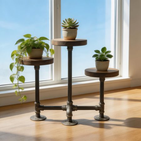 3 tier Industrial style Plant Stand with metal base