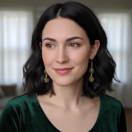 Citrine Dangle Earrings — 14K Gold Beads & 14K Gold Hooks