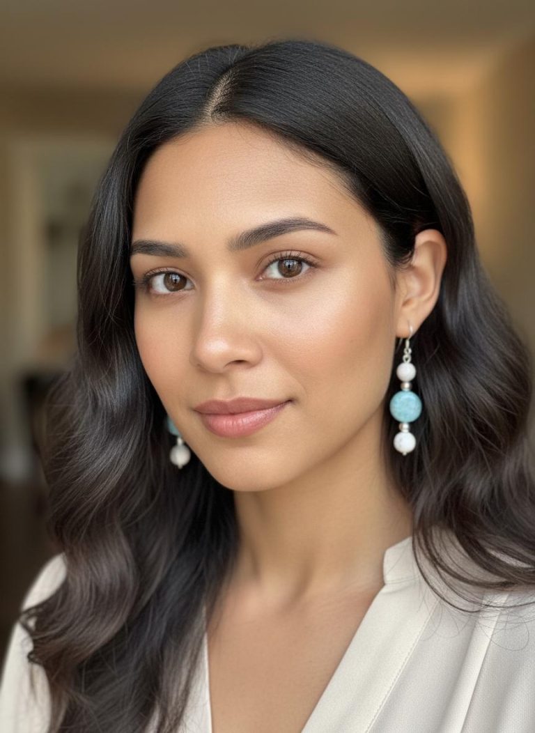 Howlite & Larimar Dangle Earrings — Sterling Silver Beads & Hooks