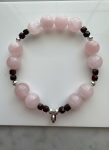Rose Quartz & Garnet Cube Sterling Silver Birthstone Bracelet