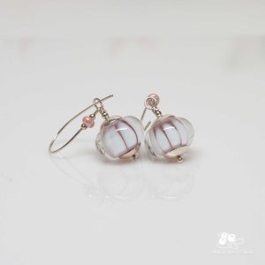 Pink Striped Glass Earrings