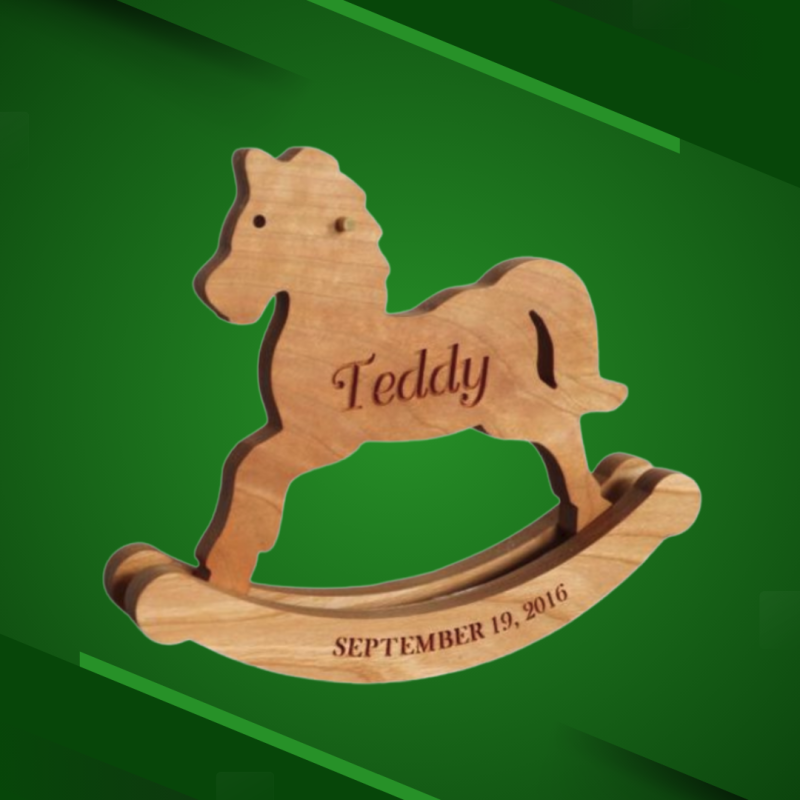 Personalized Wooden Rocking Horse, Nursery Decor, Baby Birth Stats