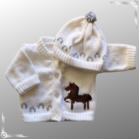 Horse Baby Sweater, Handmade Knitted Baby Sweater, Personalized Baby Sweater