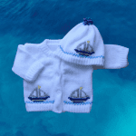 Sailing Ships Baby Sweater, Handmade Knitted Baby Sweater, Personalized Baby Sweater