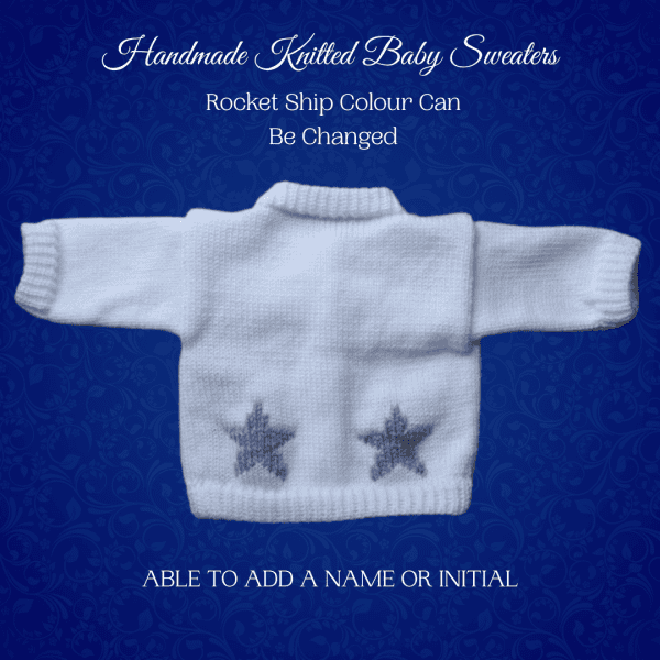Rocket Baby Sweater, Handmade Knitted Baby Sweater, Personalized Baby Sweater