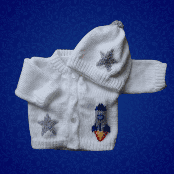 Rocket Baby Sweater, Handmade Knitted Baby Sweater, Personalized Baby Sweater