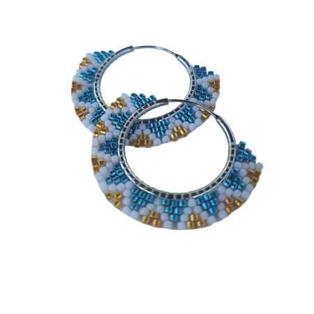 925 Sterling Silver Beaded Hoop Earring
