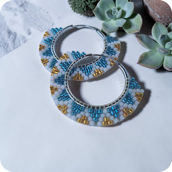 925 Sterling Silver Beaded Hoop Earring