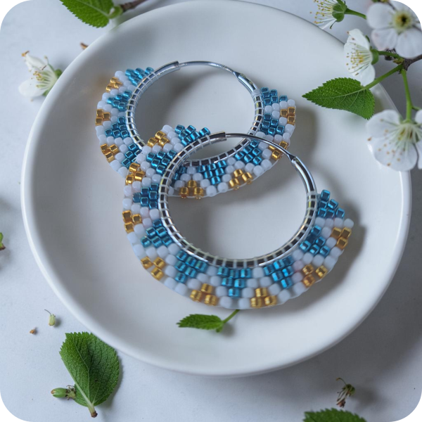 925 Sterling Silver Beaded Hoop Earring