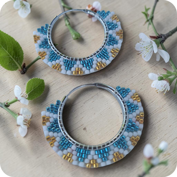 925 Sterling Silver Beaded Hoop Earring