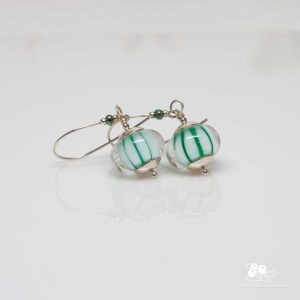 Green Striped Glass Earrings