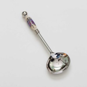 Beaded Serving Spoon - Ivory & Purple