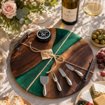 Round Walnut & Epoxy Resin Charcuterie Boards