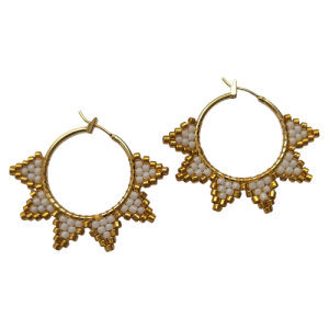 18K Gold Plated Beaded Hoop Earring