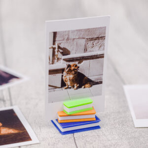 Stack of Books Polaroid Photo & Card Stand
