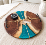 Round Walnut & Epoxy Resin Charcuterie Boards