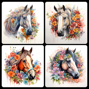 Petals & Power: Horses Coaster Set