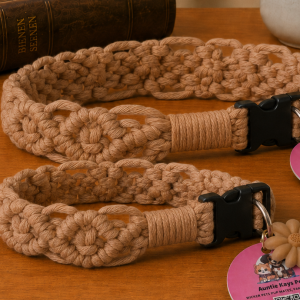 Pet Collar - Macrame - Diamond Pattern with bling