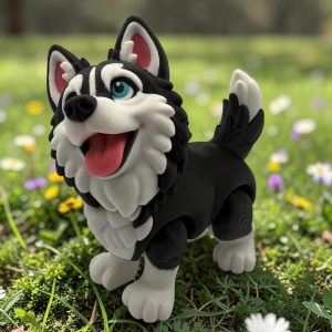 🐺 Articulated Siberian Husky – 3D Printed Flexi Husky Figure | Poseable Husky Collectible & Desk Companion