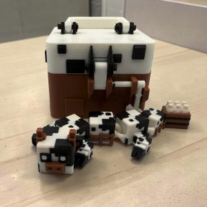Mini CubeCow Dragon with Matching Storage Box – Articulated 3D Printed Dragon | 15cm Gamer-Inspired Collectible