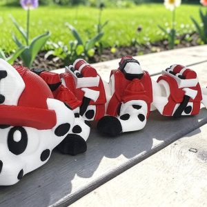 🚒 Baby Firefighter Dalmatian Dragon – Articulated 3D Printed Flexi Dragon | 15cm Mini Fire Pup
