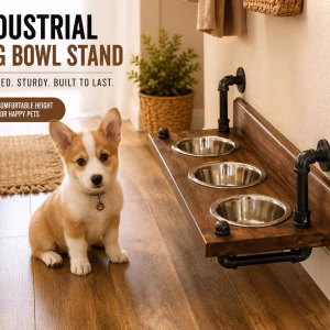 Floating Dog Bowl Feeder - Wall Mount Stylish Design for Modern Pet Dining - Space-Saving Dog Feeder & Bowl Combo