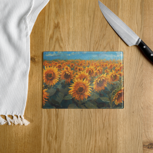 Sunflower Symphony – Glass Cutting Board