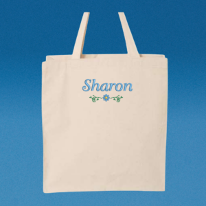 Personalized Embroidered Name & Flower Bag, Custom Canvas Tote, Floral Market Bag, Bridesmaid Gift