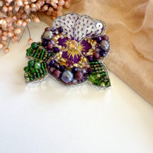 Purple violet brooch