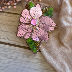 Pink sequin flower brooch