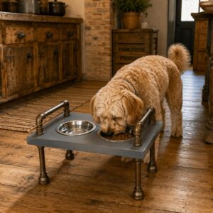 Rustic Dog Feeder: Industrial Style, Retro Design