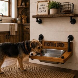 Handcrafted Floating Dog Water Bowl – Wall Mount Pet Hydration Station