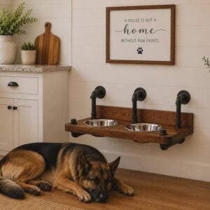 Floating Dog Bowl Industrial Style Feeder With Triple Top Mount