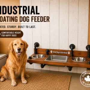 Floating Dog Bowl Feeder, Steampunk Brass Pipe, Water Bin